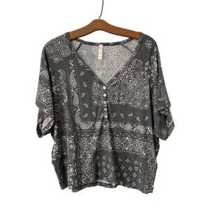 MTS Paisley Print Top Size Medium Bandana Floral Boho Chic Hippie Beach Retro